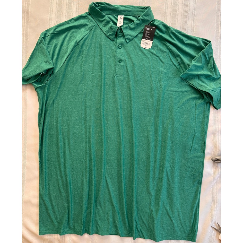 Xersion Mens Cooling Polo Shirt Green Heather 3XLT Big and Tall